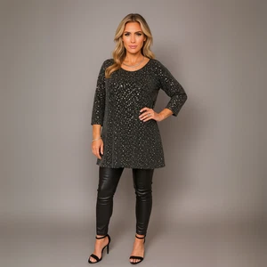 WOMENS TOP LADIES SPARKLY SMALL SEQUIN PARTY EVENING SWING BLOUSE PLUS SIZE - Picture 1 of 11