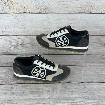 Tory Burch Annie Womens Sz 7M Nylon Runner Sneakers Black Gray White - Image 1 of 4