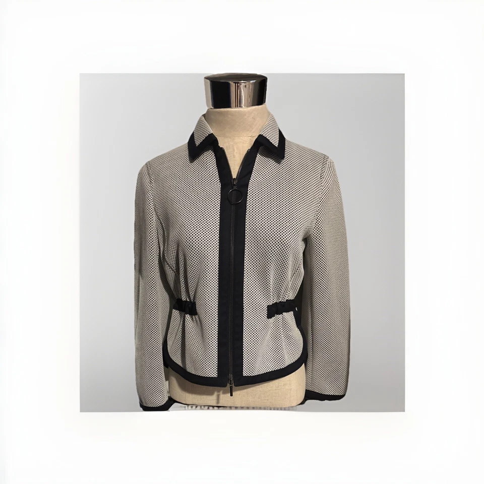 Chaqueta de malla Akris •punto cremallera frontal azul marino/blanco talla 4 Foto 1 de 4