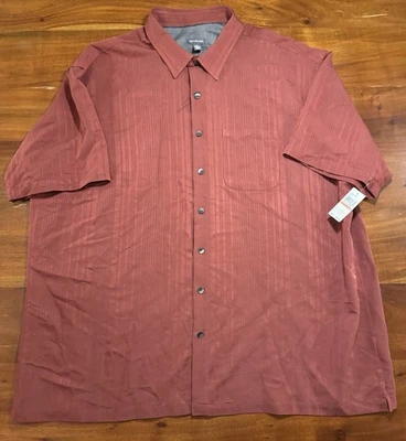 Van Heusen Big & Tall Men Red Striped Short Sleeve Button up Shirt Sz 3XLT - NEW - Image 1 of 4