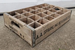 Vintage A.A. Sparkling Beverage Soda Pop Crate Endicott NY Advertising Box Sign - Picture 1 of 11