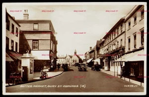 BUTTER MARKET Bury St Edmunds Old Real Photo Postcard Cars J V Series - Picture 1 of 2