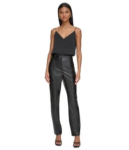 Calvin Klein Womens Faux Leather Casual Trouser Pants - Picture 1 of 1