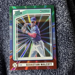 2024 Donruss Red and Green Laser #160 -Rated Prospect- Sebastian Walcott Texas - Picture 1 of 2