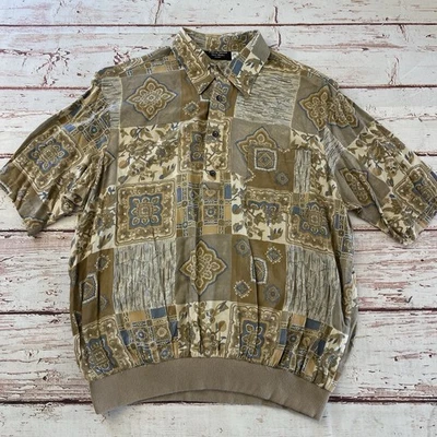 复古 90 年代富尔顿街头衬衫工作五颜六色的抽象 Polo 迪斯科衬衫男式 XL 美国 — 第 1/4 张图片