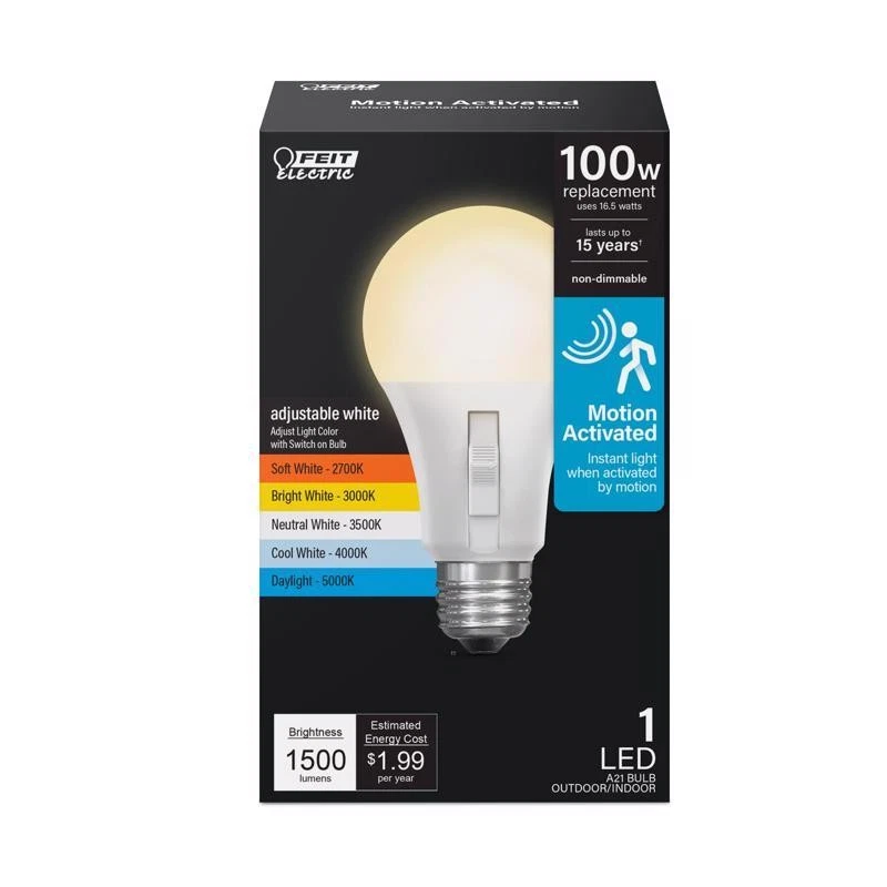 Feit A19 E26 (Medium) LED Motion Activated Bulb Tunable Color Changing 100Watt - Image 1 of 1