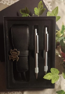 Ganzmetall-Schreibset mit exklusiven Etui aus Echtleder Weihnachtsgeschenk - Bild 1 von 4