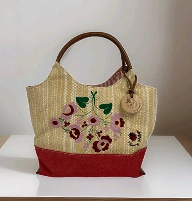 Tommy Hilfiger Bolso de Mano Cartera Lona Ladybug Bordado Bolso de Mano Mango de Cuero  Foto 1 de 4