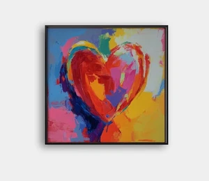 π Peter Max Heart "Framed" | CANVAS | 24x24 Signed + COA π¨ V8 - Picture 1 of 8