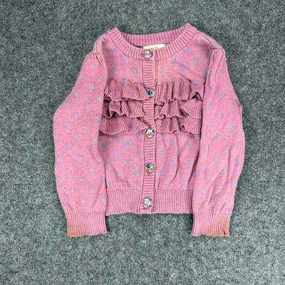 Cárdigan Matilda Jane Niños 18-24M Rosa Azul Lunares Volantes Botones Adorable Foto 1 de 4