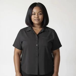 TORRID 00 0X XL Black Rayon Button Down Camp Shirt NWT R $49 - Picture 1 of 8