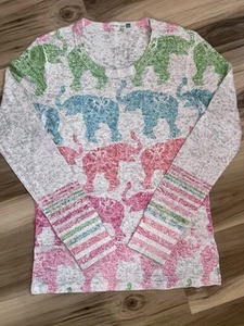 Sundance Whimsy Rose Waffle Long Sleeve Shirt Elephants Boho Mandala Medium M - Picture 1 of 8