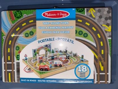 Melissa & Doug 18 piezas Juego de madera para llevar ciudad vehículos de rescate y puente nuevo Foto 1 de 2