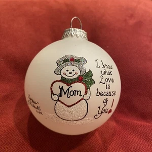 Christmas Ornament I KNOW LOVE IS MOM 3 Inch New Globe Dillards Swarovski - Picture 1 of 5