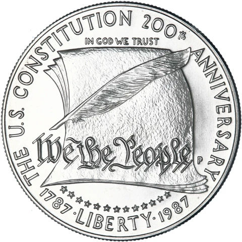 1987 P Constitution Bicentennial BU Commemorative 90% Silver See Pics W126 Cover