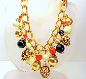 Statement Kette Halskette mit baumelnden Charms Multicolor Acryl - Bild 1 von 3