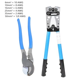 Herramienta de engarce de cable con cortador de cable para 10-0 AWG - Imagen 1 de 7