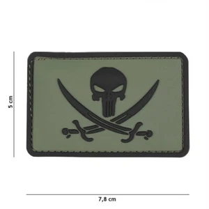Morale Patch 3D PVC Pirate, Skull Sword, Jolly Roger,  with hook and loop, 9045 - Picture 1 of 1