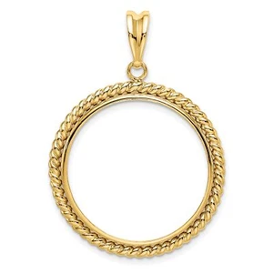 2008 $25 1/2 oz American Buffalo Prong Set Twisted Rope Coin Bezel in 14k Gold - Picture 1 of 7