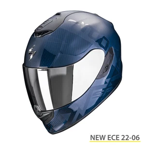Full-Face Fiber Scorpion Exo 1400 Evo Carbon Cerebro Blue XL Helmet - Picture 1 of 1
