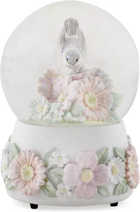 Chickadee Flowers Pastel Musical Snow Globe Plays Tune You Are My Sunshine - Picture 1 of 6
