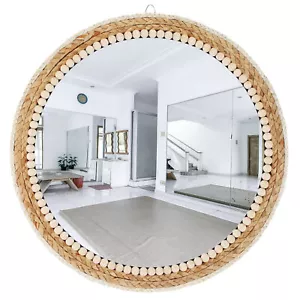 Creekview Home Emporium Bohemian Decor Round Rattan Mirror - 20in Rustic Mirror - Picture 1 of 8