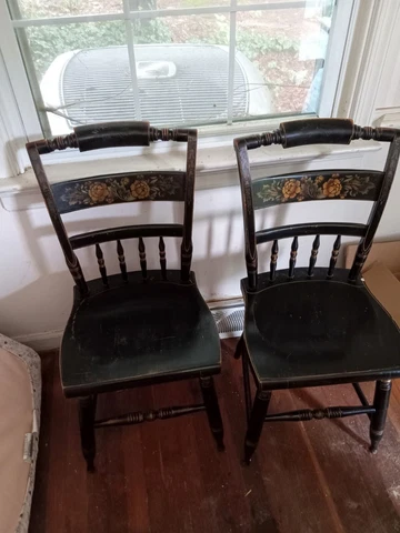 Vintage Hitchcock Black & Gold Stenciled Windsor Country Farmhouse Side Chair Cover
