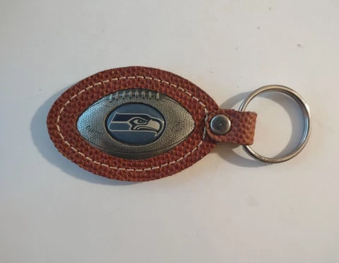 Seattle Seahawks Leather Key Chain Ring Football Cover