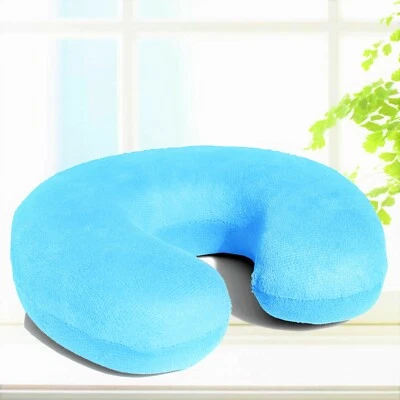 BOOKISHBUNNY Memory Foam U Shaped Travel Sleep Pillow Neck Support Head Back Cushion Aqua