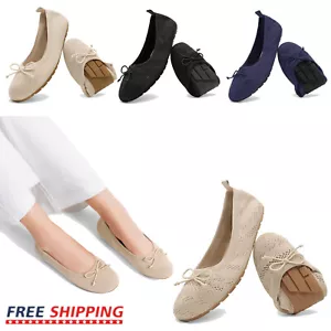 Women Round Toe Foldable Knit Ballet Flats Dressy Daily Office Work Dress Shoes - Picture 1 of 26