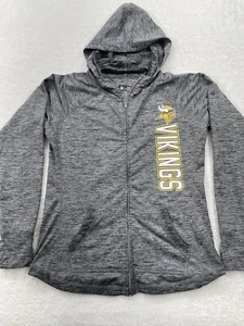 NFL Team Minnesota Vikings Hoodie Full Zip Jacket Women Medium Gray Pocket - Picture 1 of 11