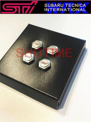 SUBARU IMPREZA GC8 WRX TURBO STI Tyre Wheel Air Valve Stem Cap Silver 4 pcs - Image 1 of 2