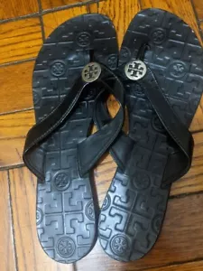 Tory Burch Thora Black Patent Leather Thong Sandals Women's Size 9 - Picture 1 of 5