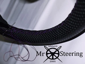 FOR JOWETT JAVELIN 47+ PERFORATED LEATHER STEERING WHEEL COVER PURPLE DOUBLE STT - Picture 1 of 2