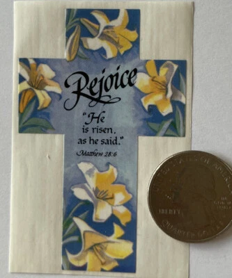 Pegatina CRUZ REGOCIJA AZUL (1 pieza) Religiosa•Iglesia•Lirios•Ha resucitado •Fe•Biblia Foto 1 de 3