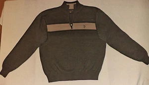 U.S POLO ASSN. L/S GREEN W/ BEIGE & BLACK ZIPPER TOP SWEATER      XL      K#7615 - Picture 1 of 3