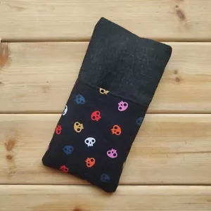 FOR MOTOROLA EDGE 40 PRO HANDMADE PHONE CASE FABRIC AND SMALL POCKET SKULLS - Picture 1 of 4