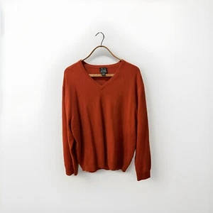 Jos A Bank Pullover Herren XL 100% Kaschmir Traveler's Orange V-Ausschnitt - Bild 1 von 4