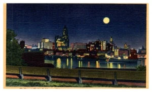 BALTIMORE, Maryland horizonte vista nocturna lino - Postal - Imagen 1 de 2