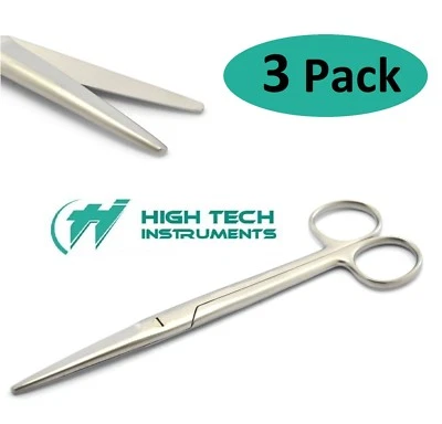 HIGH TECH INSTRUMENTS (HTI BRAND) 3 pcs Surgical Operating Medical Mayo Scissors Straight 6.75" Blunt Instruments
