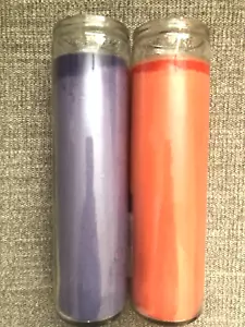 Candle Orange & Purple - 2"x 8" Tall Prayer Container Candle Halloween Unscented - Picture 1 of 4