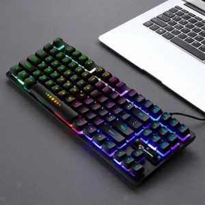Mechanische Spieletastatur Kompakt 87 Tastatur Mechanische Computertastatur USB - Photo 1/12