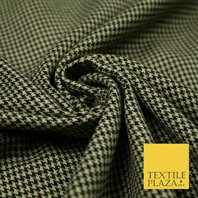 Beige Mini Dogtooth Houndstooth Polyester Viscose Fabric 58" Craft Dress 5737 - Image 1 of 4