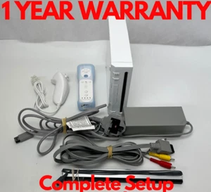 White Wii Console Bundle  remote & Nunchuck Warranty Complete Setup - Picture 1 of 1