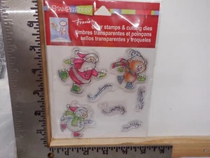 STAMPENDOUS SANTA SNOWMAN SKATING PHOTOPOLYMER STAMPS & CUTTING DIES EUC A31750 - Picture 1 of 2