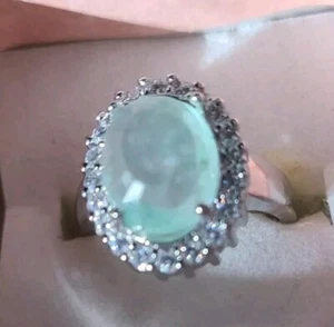 Emerald Ring Topaz Accents 18kt Gold Filled Size 7 - Picture 1 of 2
