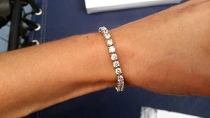 8,3 ctw F VS2 rund Idealschliff natürlicher Diamant Tennisarmband 14k Weißgold 7" - Bild 1 von 1