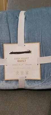 Pottery Barn Teen Lush Velvet Quilt Teal Blue Twin / Twin XL NEW - Image 1 of 4