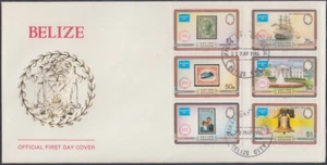 BELICE Sc # 820-1a-c FDC de 6 DIFF para AMERIPEX '86 SELLO MUNDIAL EXPO - Imagen 1 de 1