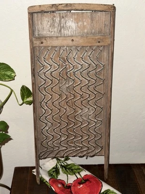 Very Antique And Unique Washboard with nails - Image 1 of 4